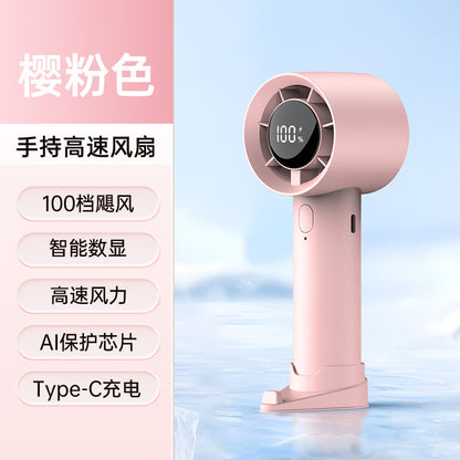 New Cross-Border High-Speed Small Fan Portable Student Desktop Fan Outdoor USB Digital Display Handheld Small Fan