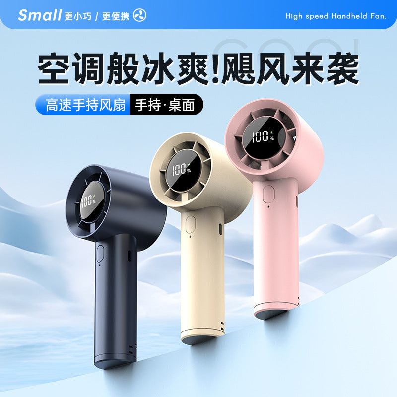 New Cross-Border High-Speed Small Fan Portable Student Desktop Fan Outdoor USB Digital Display Handheld Small Fan
