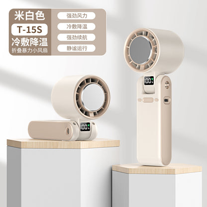 Cross-Border New T15 High-Speed 100-Speed Foldableing Handheld Fan USB Charging Hanging Neck Portable Violent Turbine Fan